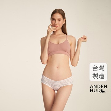 【Anden Hud】冬日氣息．花邊中腰三角內褲(米白-針織雪花) 純棉台灣製