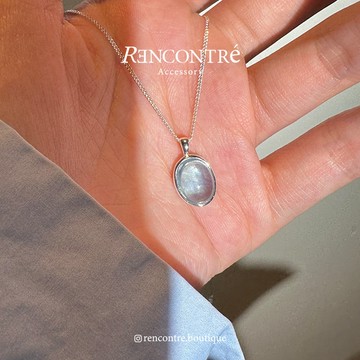 『現貨/韓國 閃亮亮必收款✦海藍寶 單顆天然石項鍊』Rencontre 925純銀 天然石 韓國項鍊 海藍寶項鍊