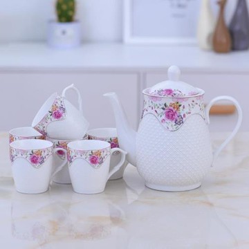 陶瓷茶壺套裝 家用婚慶大號防爆涼水壺冷水壺咖啡壺茶杯功夫茶具