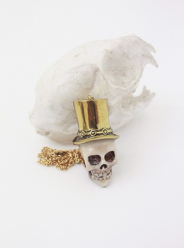 戴金高帽的骷髏魔術師項鍊