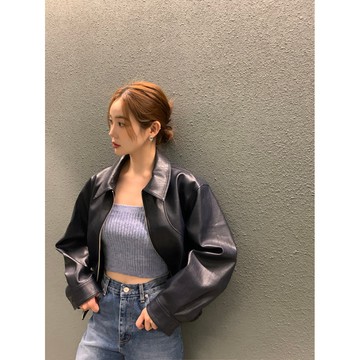 【夏天Summer】🔥 韓國chic 秋冬復古翻領休閒夾克皮衣外套 皮衣 小個子長袖PU皮衣 夾克短外套