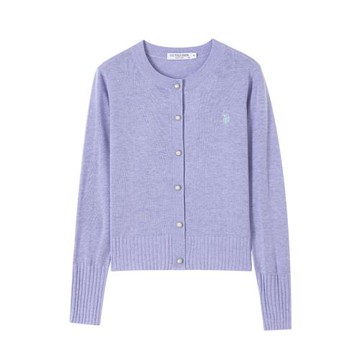 uspoloassn美國馬球協會 春秋女士短款純色針織開衫 薄款針織外套