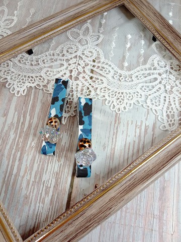 wow Handmade-夏日豹紋狂想曲鈕扣 壓夾 髮夾 髮飾