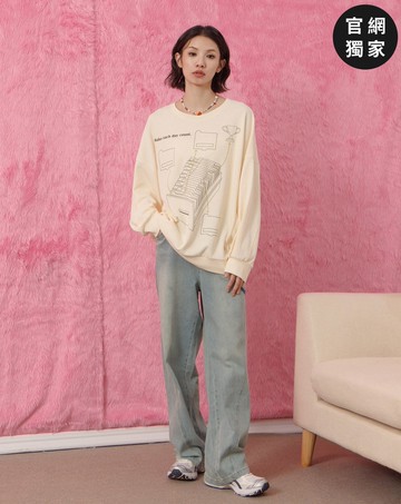 ➤收納印花空氣棉大學T(兩色)