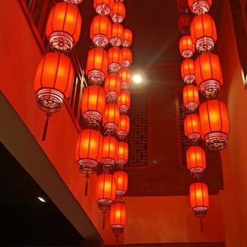 中式黃紅燈籠連串戶外防水  三連串漢服拍照道具燈籠墻裝飾/擺件/掛飾/裝飾品/裝飾燈籠/新年裝飾品