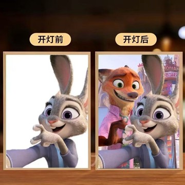 免運出貨💞瘋狂動物城2燈光畫 朱迪與尼克周邊 宿舍小擺件 小夜燈 相框睡眠燈 燈光畫氛圍燈 瘋狂動物城周邊 居家裝飾禮物