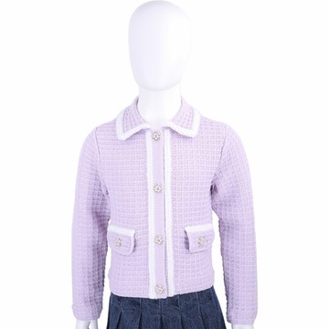 Self-portrait 童裝 編織滾邊亮蔥薰衣草紫小香風外套