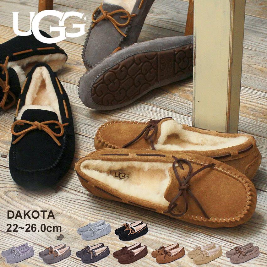 UGG アグ モカシン ダコタ ムートンブーツ 黒 スエード ロゴ 靴紐