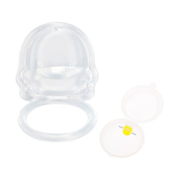 PiYOPiYO 黃色小鴨 造型固齒器 舒緩安撫 訓練咬合力 食品級矽膠  咬環 + 保潔盒  透明色  1組