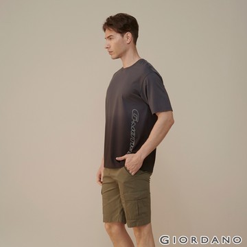 GIORDANO 男裝SORONA漸層涼感短袖上衣 - 03 標誌灰吊染標誌黑