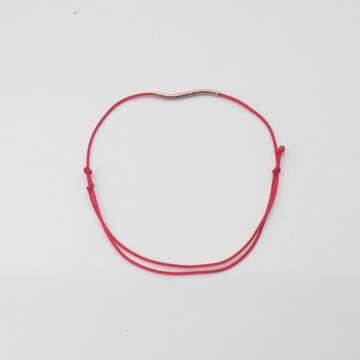 【 CHARIS 韓國珠寶】純14K金 玫瑰金條紅繩手鍊 洗澡免摘  流汗碰水不褪色