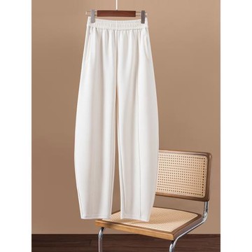 深圳南油大碼寬松米白色闊腿鐮刀褲女2025夏季薄款遮肉顯瘦香蕉褲