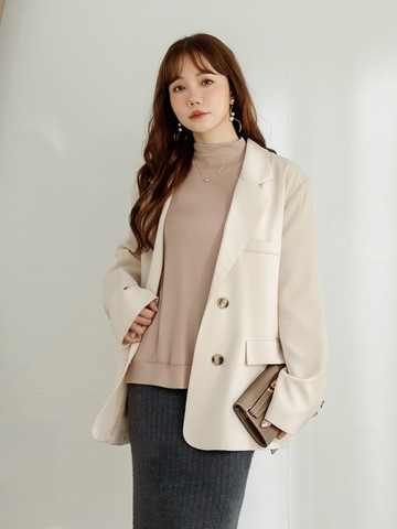 彈力不對稱剪裁高領長袖上衣