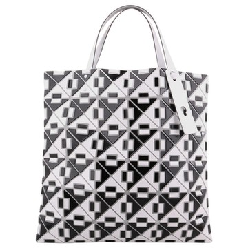 ISSEY MIYAKE  BAOBAO 透光黑白拼接格6X6手提包(白x黑)