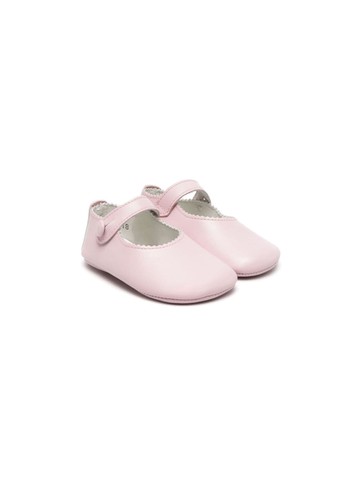 Gallucci Kids - zigzag-edge leather ballerina shoes - kids - Calf Leather/Calf Leather/Calf Leather - 19 - Pink