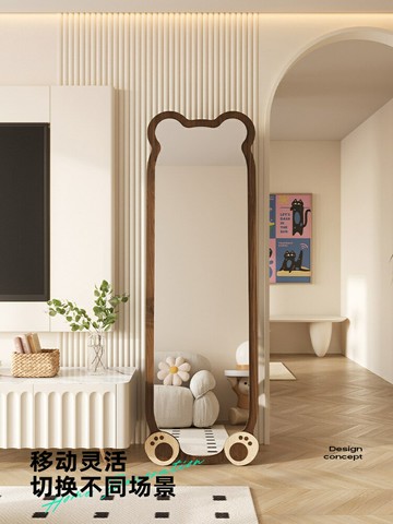 免運 開發票 小熊全身鏡落地鏡女生臥室網紅穿衣鏡服裝店試衣鏡家用壁掛式鏡子 快速出貨