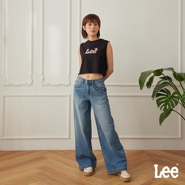 Lee 女款 季節性版型 牛仔寬褲 中藍洗水｜Modern