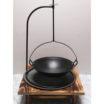 傳統大號特色生鐵吊鍋菜加厚小地鍋木炭盆圓形吊架火鍋燉菜養生鍋