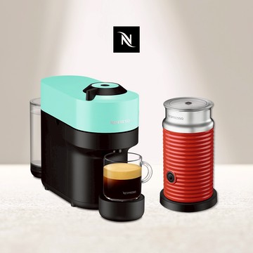 【Nespresso】創新美式 Vertuo 系列 POP 膠囊咖啡機 清新綠 奶泡機組合 可選色 (贈咖啡組+膠囊折扣金)