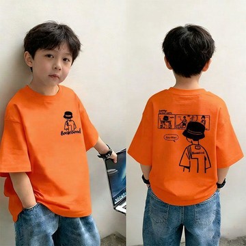 【臺灣出貨】夏季新款男童t恤短袖純棉兒童半袖上衣中大童寬鬆百搭休閒T恤男短袖童裝男女童上衣男童