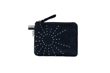 香港藍染 牛仔布手工太陽刺繡零用錢包散紙包 日出日落