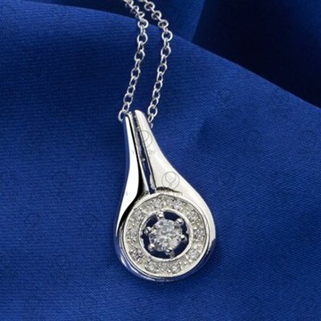 鍍銀項鍊 鑲鑽吊墜-魅力水滴設計生日情人節禮物女飾品73ch62【獨家進口】【米蘭精品】