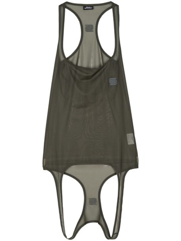 Olly Shinder - sheer upside down tank top - men - Polyester - M - Green