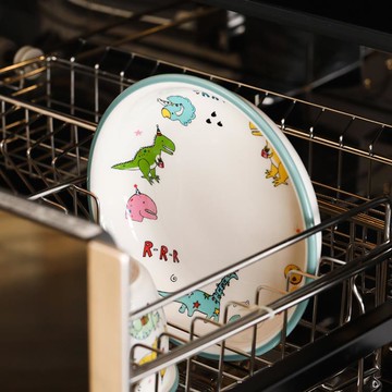 藍蓮花家居卡通蒸飯碗陶瓷盤恐龍可愛少女心家用兒童餐具單個面碗 99購物節