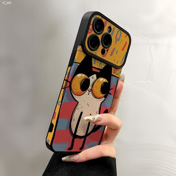i17手機殼.怪誕小貓適用iPhone蘋果17手機殼12pro/14/15plus皮紋14plus皮質