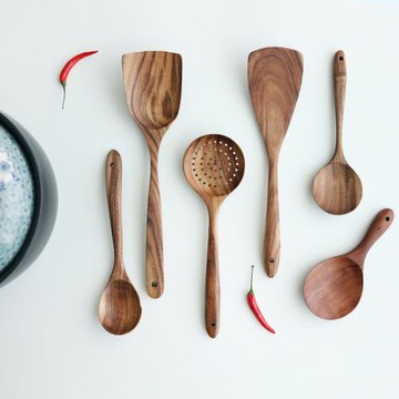 泰國柚木鍋鏟不粘鍋專用炒菜鏟子煎鏟飯勺湯勺攪拌勺烹飪原木廚具