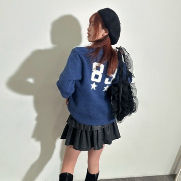 89星星拉鍊毛線外套-藍【KT281074】