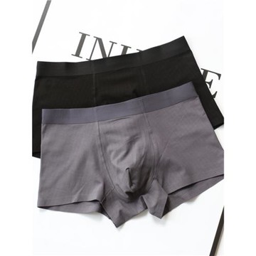 純棉內褲男 中腰簡約高端一片式四角短褲2條男士禮盒裝無痕平角褲