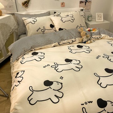 床上床單四件套純棉全棉100夏季被套春秋被罩學生宿舍三件套床笠4