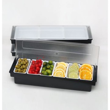 酒吧吧臺調酒多功能46格四/六格水果裝飾盒保鮮香料用具盒帶蓋