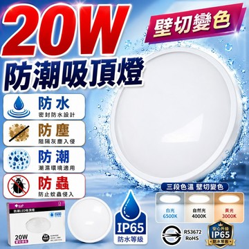 台灣品牌 20W 吸頂燈 雙色壁切 防水防塵 雙色壁切 Led吸頂燈 臥室燈 走廊燈 陽檯燈 浴室燈 蛋糕燈 白鯨