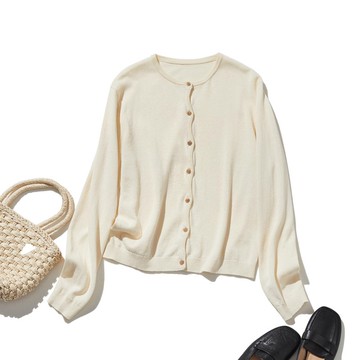 舒適著感，一年四季皆適穿的針織開襟外套｜棉麻混紡開襟外套 米色 251013-2