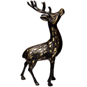 鹿銅雕【大梅花鹿 福祿壽】-福祿雙全 學業精進 出人頭地 富貴顯達【一路順風 一路領先】16 x 5.5 x 31 cm