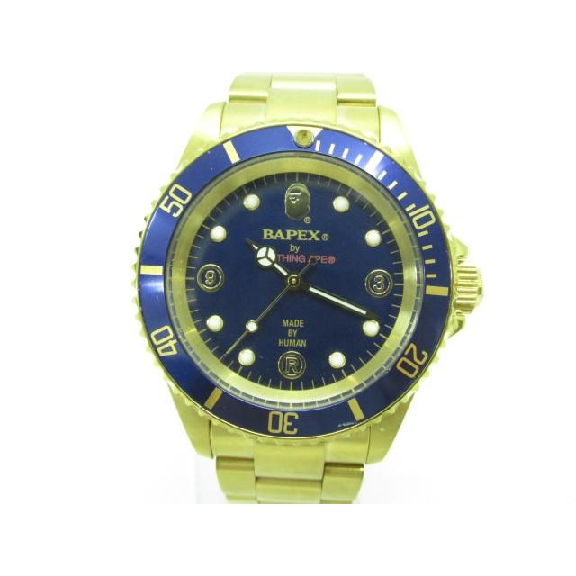 A BATHING APE アベイシングエイプ BAPEX ベイペックス 青 サルマリーナ GOLD 自動巻き腕時計 | LINEショッピング