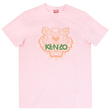 KENZO 2TS087 電繡虎頭LOGO標誌厚磅棉質短T恤.粉