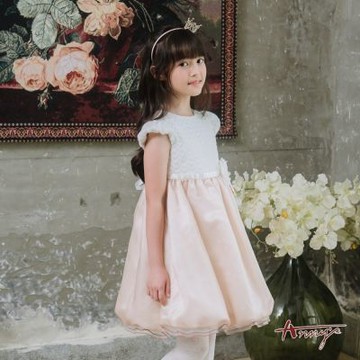 Annys安妮公主-高雅香檳金網紗拼接秋冬款公主袖禮服*3215卡其