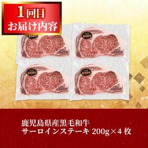 ふるさと納税 鰻と肉の定期便！ステーキ4枚と鰻蒲焼4尾をお届け！ t0052-002 鹿児島県志布志市