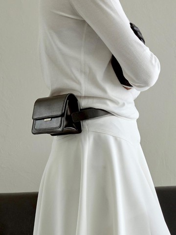 Detachable Belt Synthetic Leather Equipment Bag [Black]