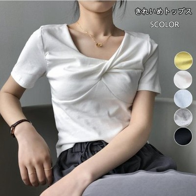 トップス レディースtシャツ カットソー 半袖 無地 シンプル 白t 二の腕カバー ゆったり 通勤 Tシャツ ティーシャツ 黒 白 夏 春 通販 Lineポイント最大get Lineショッピング