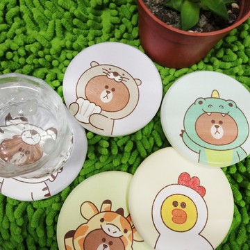 line friends叢林彩繪珪藻土吸水杯墊 10款任選(一組=2入同款式)