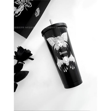 壞血統原創毒液哥特不銹鋼吸管水杯女巫紋身暗黑辣妹亞比咖啡杯子