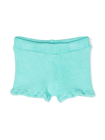 MC2 Saint Barth Kids - logo-tag crinkled shorts - kids - Elastane/Polyamide - 14 - Blue