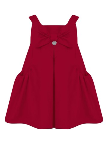 Lapin House - bow-detail cotton dress - kids - pure cotton - 2 yrs - Red
