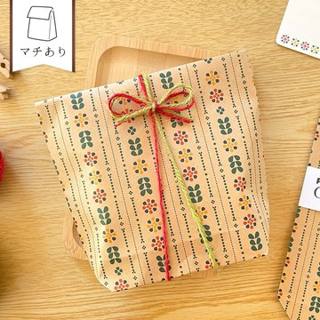 北歐花卉禮品袋〈5 入〉附底寬紙袋 禮物袋 包裝袋 時尚 手作感 聖誕禮物 情人節