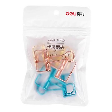 得力 Deli 彩色金屬簍空長尾夾 32mm 6支入 /包 78207【APP滿額下單10%點數(單一帳號最高5000點)】1/31止