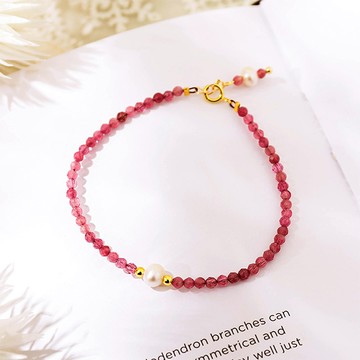 【RADIANT STAR】[水晶]傾慕粉碧璽水晶淡水珍珠串珠手鍊